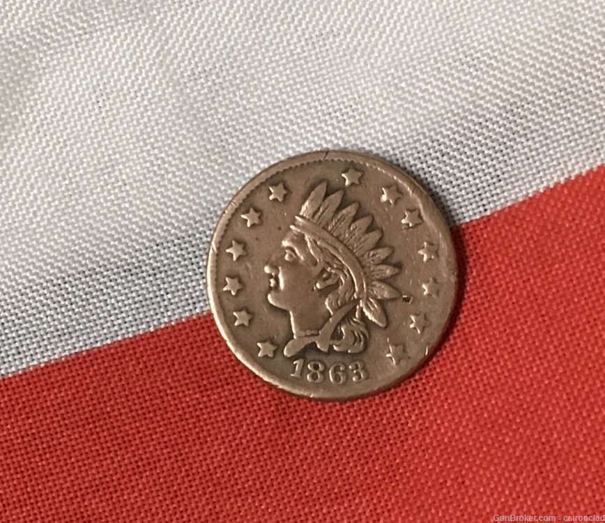 Civil War Coin / merchants token Indian Head dated 1863-img-2