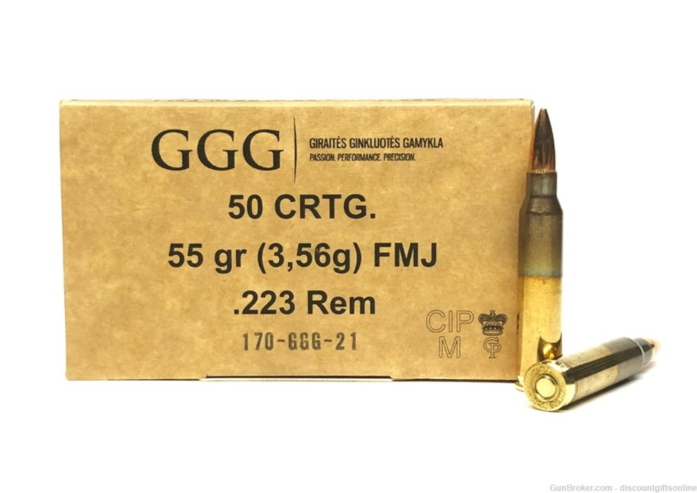 GGG 223 Rem Ammunition GGG22355 55 Grain Full Metal Jacket 50 Rounds-img-0