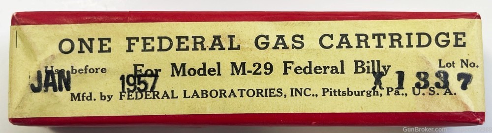 Federal Laboratories M-29 Gas Billy Cartridge UN-OPENED Jan 1957-img-0