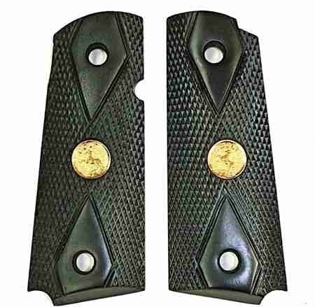 Colt 1911 Officers Model Ebony Wood Grips, Compact Size-img-0