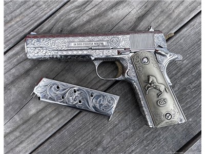 COLT 1911 ENGRAVED MASONIC LODGE 45CP stainless 1 of 10