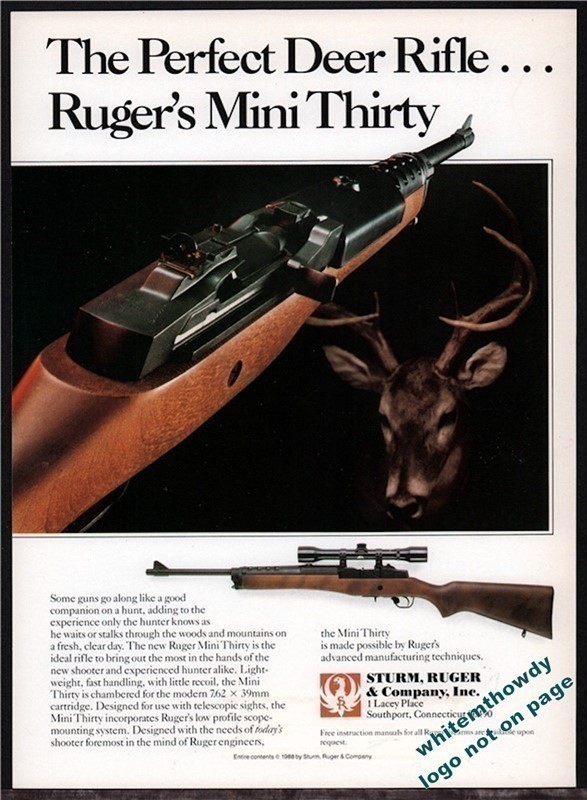 1988 RUGER Mini Thirty Deer Rifle PRINT AD-img-0
