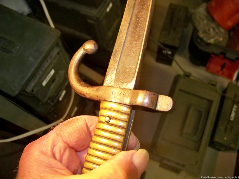 Antique 1860s Short Sword BAYONET w Brass Handle / French  Cesspo-img-6