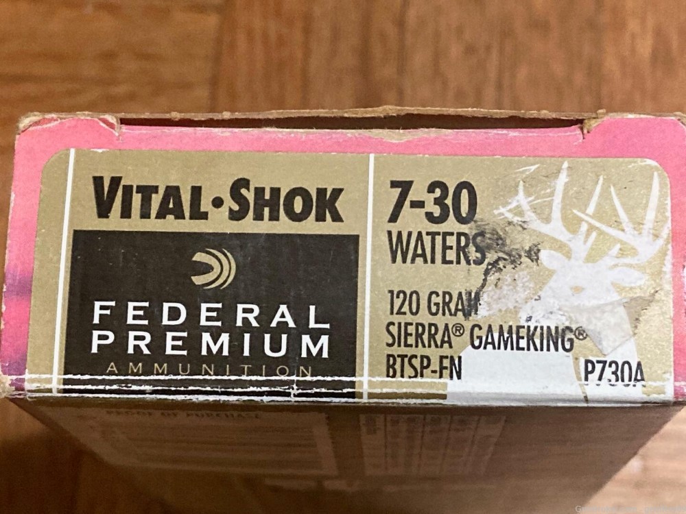 7-30 Waters Federal Premium 120 gr BTSP-FN Rifle Ammo 20rds P730A-img-1