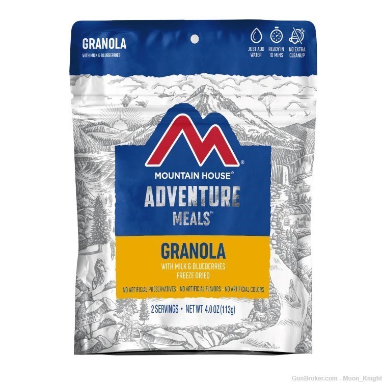 Case of 7 Mountain House Granola w/Milk & Blueberries - Freeze Dried Food -img-0