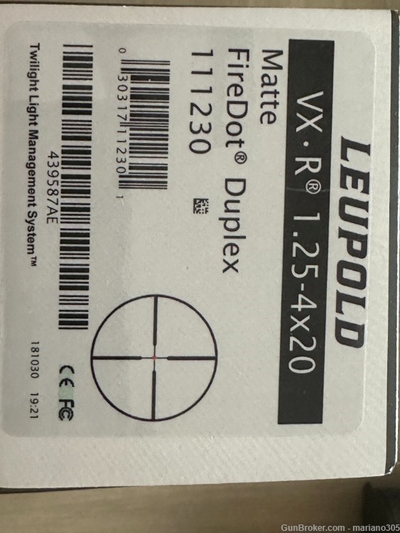 Leupold 111230 VX-R* 1.25-4X20IL Matte Fine Dot-img-2