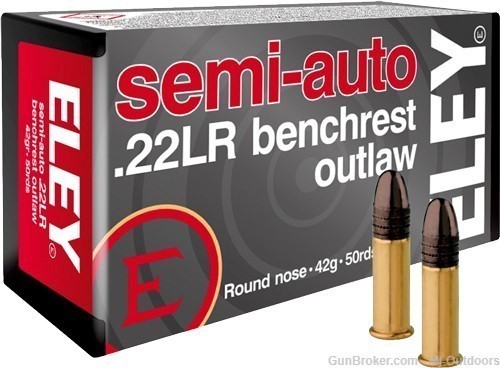 Eley Outlaw 22lr 42gr Semiauto - 500rds Benchrest Rimfire Ammunition -img-1
