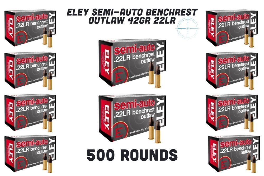 Eley Outlaw 22lr 42gr Semiauto - 500rds Benchrest Rimfire Ammunition -img-0
