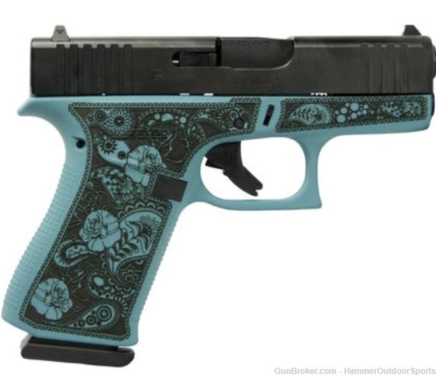 Glock 43x Custom "Tiffany & Paisley" Subcompact Handgun 9mm Luger 10/rd Mag-img-1