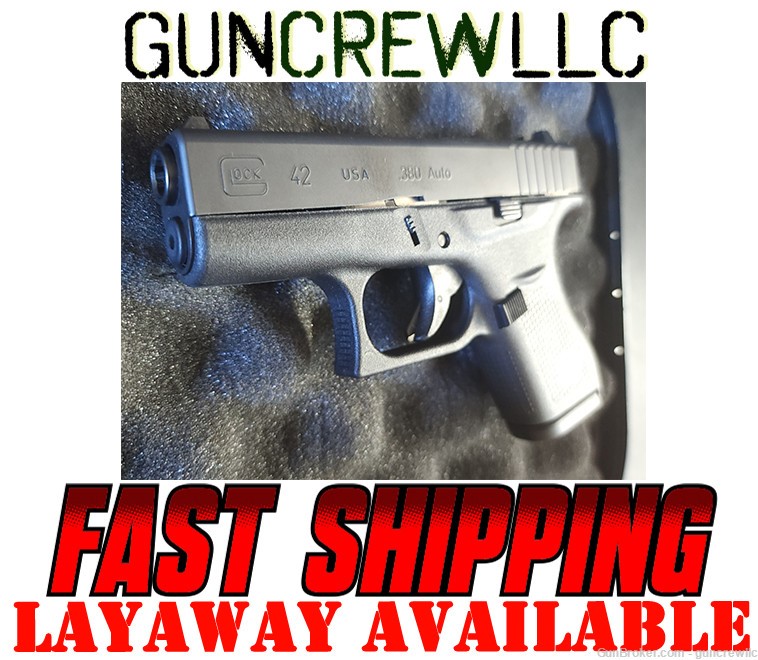 Glock G42 380ACP G-42 Black 380 ACP CCW EDC Slim 3.25" Layaway Available-img-0