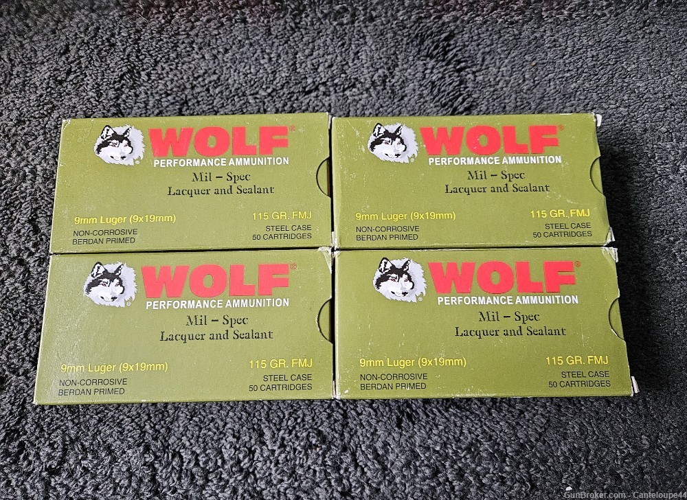 50 ROUNDS WOLF MIL-SPEC 9MM LUGER GREEN BOX 9X19 PRIMER CASE-NECK SEALED -img-4