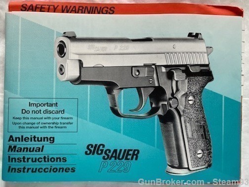 Sig Sauer P229 Manual & Instructions 1988 - 1994-img-0