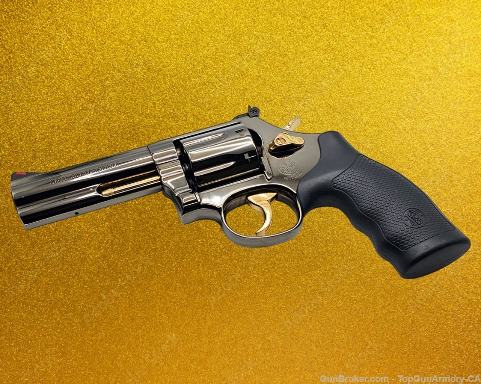 RARE: S&W 686 Plus, 4" - 357 Magnum, Plated with 24K Gold and Black Chrome-img-4