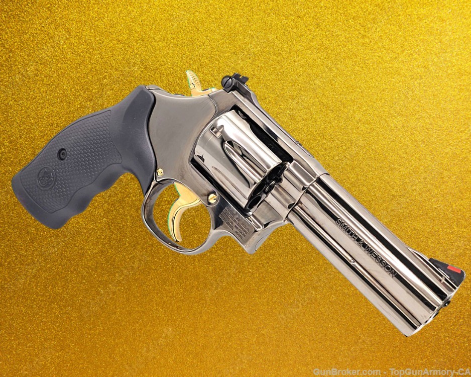 RARE: S&W 686 Plus, 4" - 357 Magnum, Plated with 24K Gold and Black Chrome-img-0