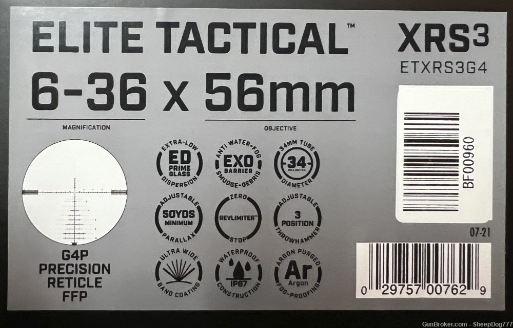 Bushnell XRS3 34mm G4P FFP 6-36 x 56mm Elite Tactical Scope AADMOUNT -img-4