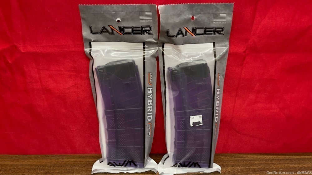 2 Lancer AR15 M4 M16 .223Rem 5.56x45 30 Round Translucent Purple Magazines-img-0