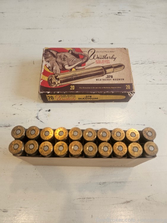 VTG NOS Weatherby 378 Magnum 270 Gr SP Ammo Elephant Box Collectible-img-1