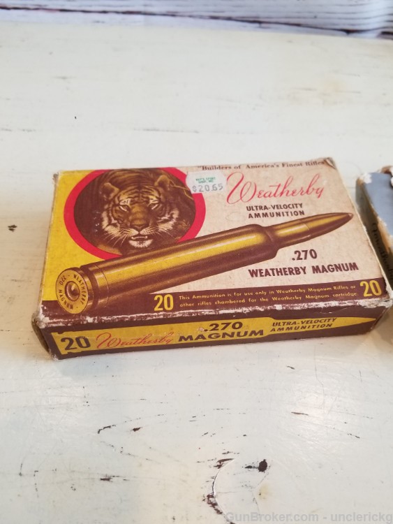 VTG NOS Weatherby 270 Magnum 130 150 Gr SP Ammo Tiger Collectible 26 rds-img-5