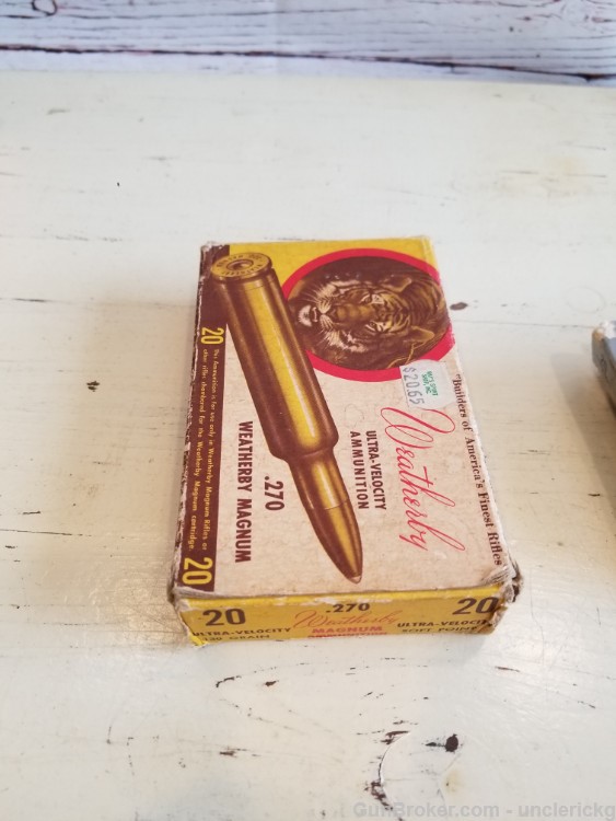 VTG NOS Weatherby 270 Magnum 130 150 Gr SP Ammo Tiger Collectible 26 rds-img-4