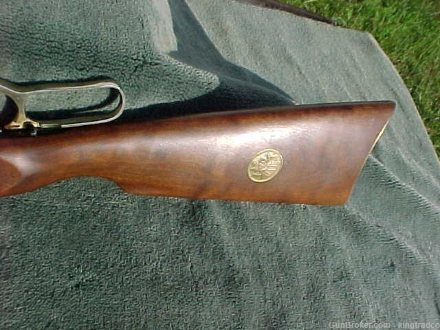 SAVAGE 1895 308 Lever Rifle Octagonal Brl Indian 75TH Ann Medallion Gold Ac-img-19