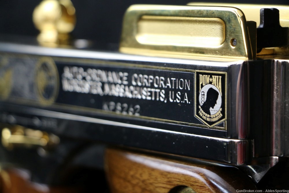Used Auto Ordnance Tommy Gun, Vietnam War Memorial, 45 ACP, Nickel / Gold -img-3
