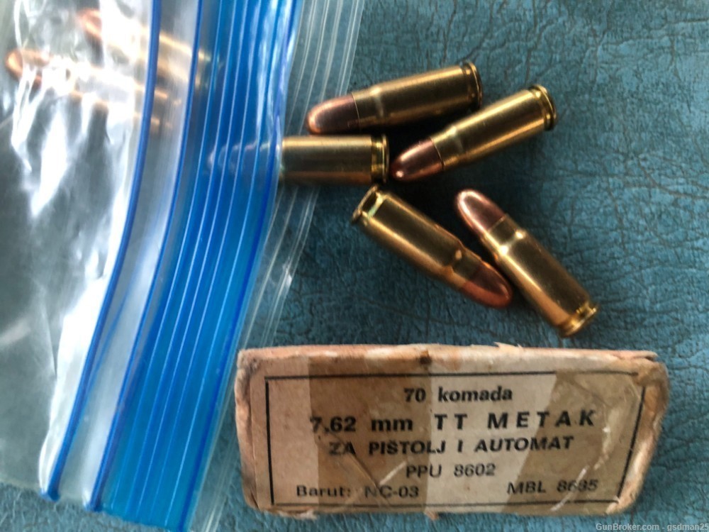 7.62 X 25 Yugo Brass case steel core ammo in 70 rd Bags-img-1