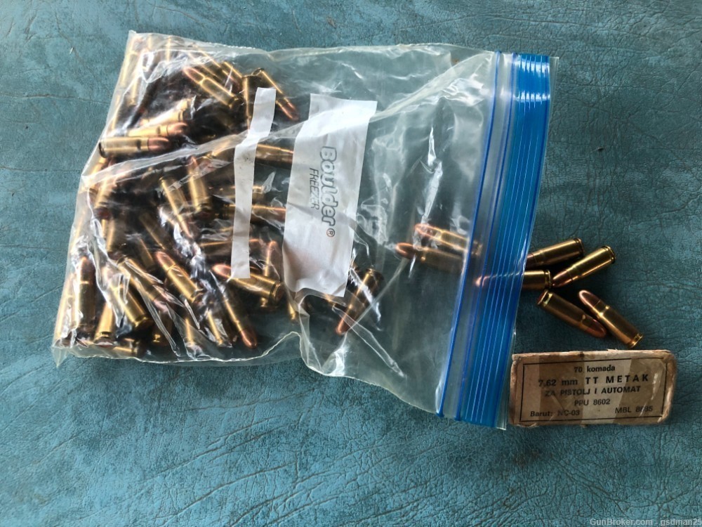 7.62 X 25 Yugo Brass case steel core ammo in 70 rd Bags-img-0