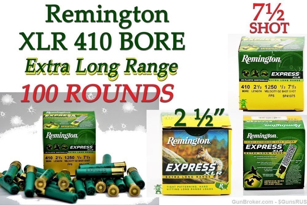 .410 Bore 2½" No.7½ Shot Remington EXPRESS XLR Xtra Long Range 100 ROUNDS-img-4