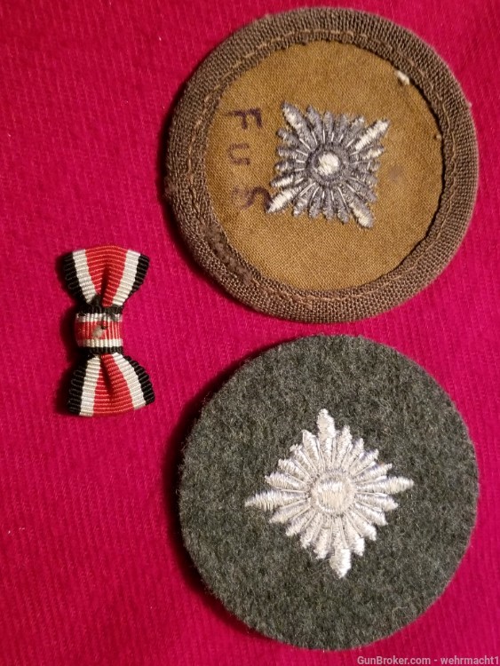 ORIGINAL WWII WW2 GERMAN RANK PIP PATCHES AND IRON CROSS BUTTON RIBBON BOW -img-2