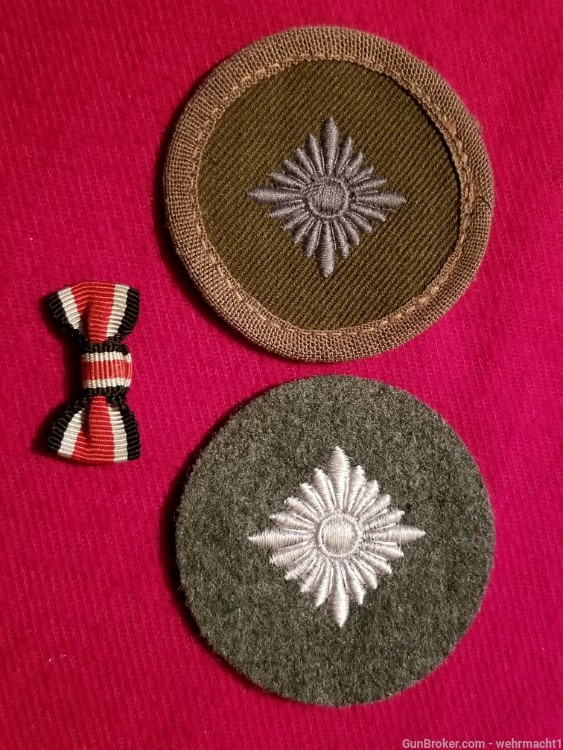 ORIGINAL WWII WW2 GERMAN RANK PIP PATCHES AND IRON CROSS BUTTON RIBBON BOW -img-1
