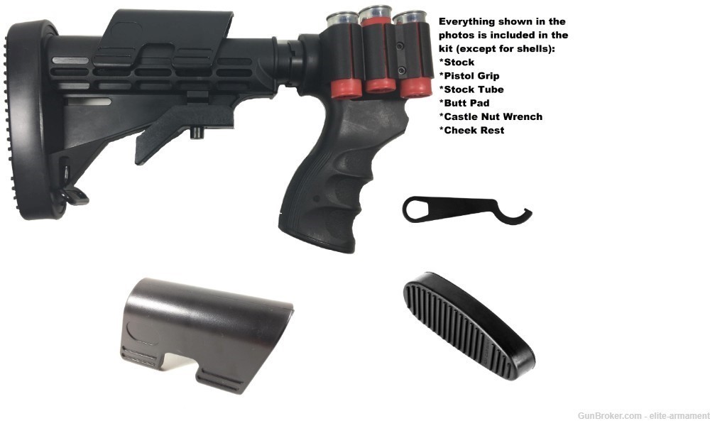Remington 870 Shotgun Stock & PIstol Grip + Wrench, Pad,Snap On Cheek Rest -img-0