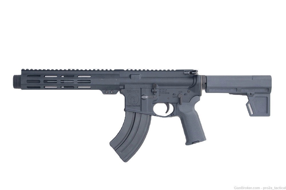 PRO2A TACTICAL PATRIOT 7.5 inch AR-15 7.62x39 M-LOK Pistol w/Can GRAY -img-1