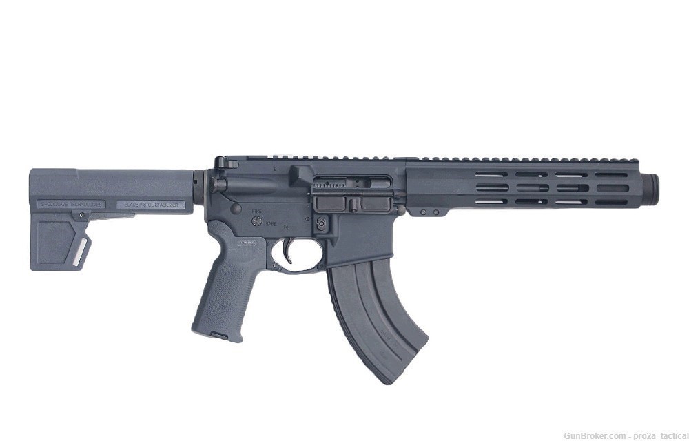 PRO2A TACTICAL PATRIOT 7.5 inch AR-15 7.62x39 M-LOK Pistol w/Can GRAY -img-0