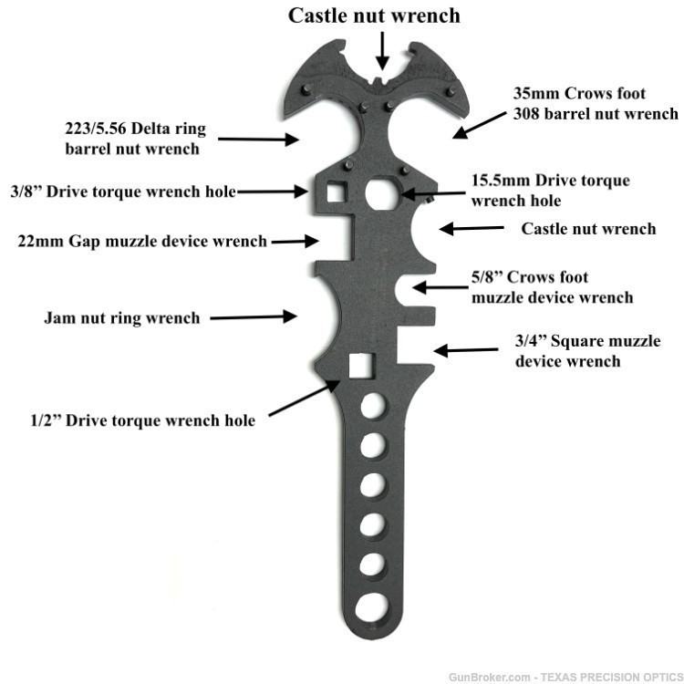 AR-15/10 LR308 Armorers Wrench Multi-Tool combo wrench-img-2