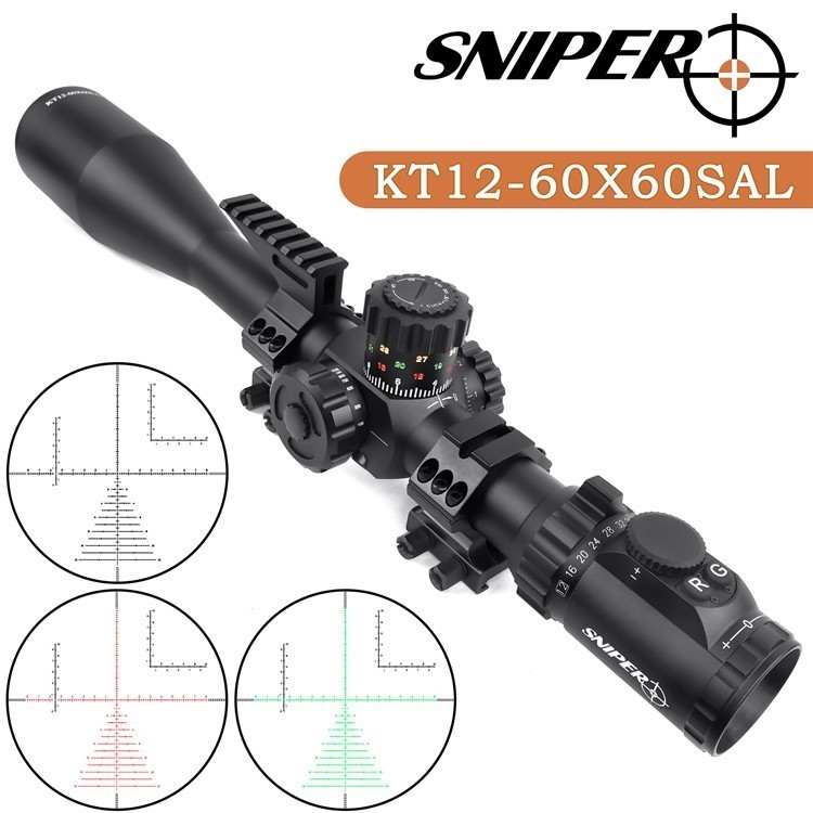 Sniper 12-60X60SAL long range Riflescope 35mm Tube Side Parallax Adjustment-img-0