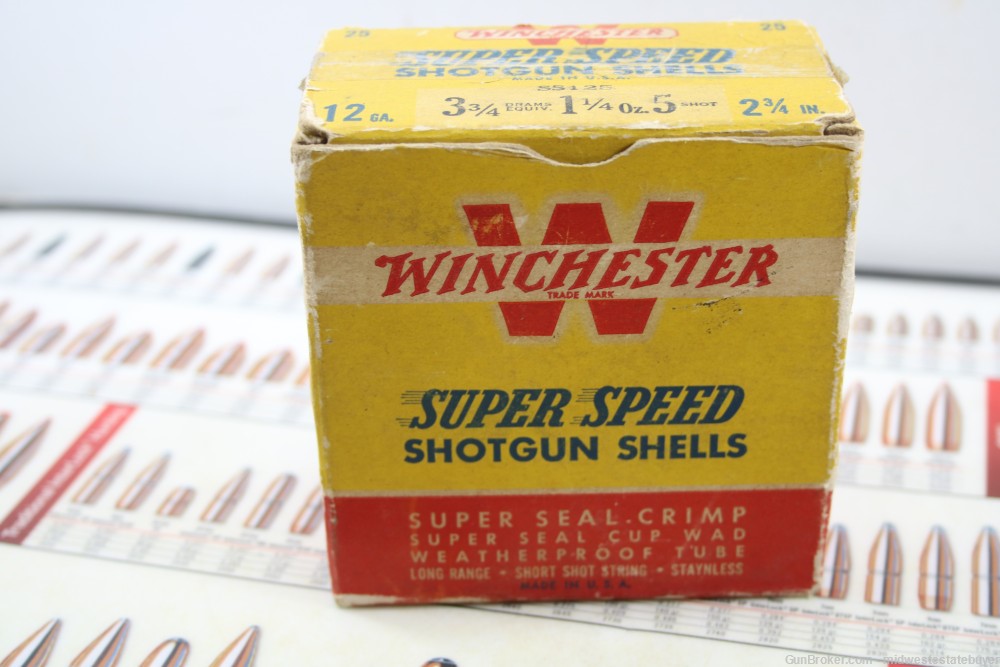 Winchester Super 12ga 2 3/4" 1 1/4 oz  5 Shot Shotgun Shells Full Mfg 1956-img-0