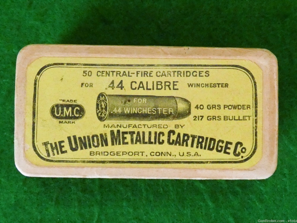 Vintage UMC Union Metallic Cartridge Co. .44-40 W.C.F. Cartridge Box Full-img-0