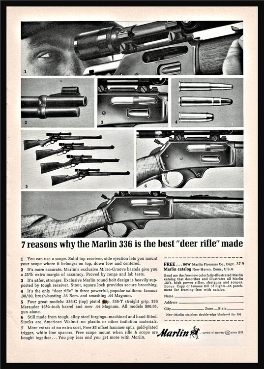 1964 MARLIN 336 The Best Deer Rifle Print AD-img-0