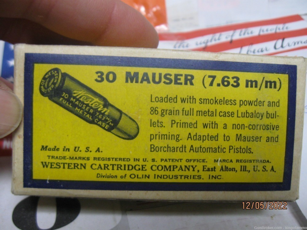 30 MAUSER Western Original pre-WAR Minty Box 50 rds 86gr Lubaloy 7.35mm  CF-img-3