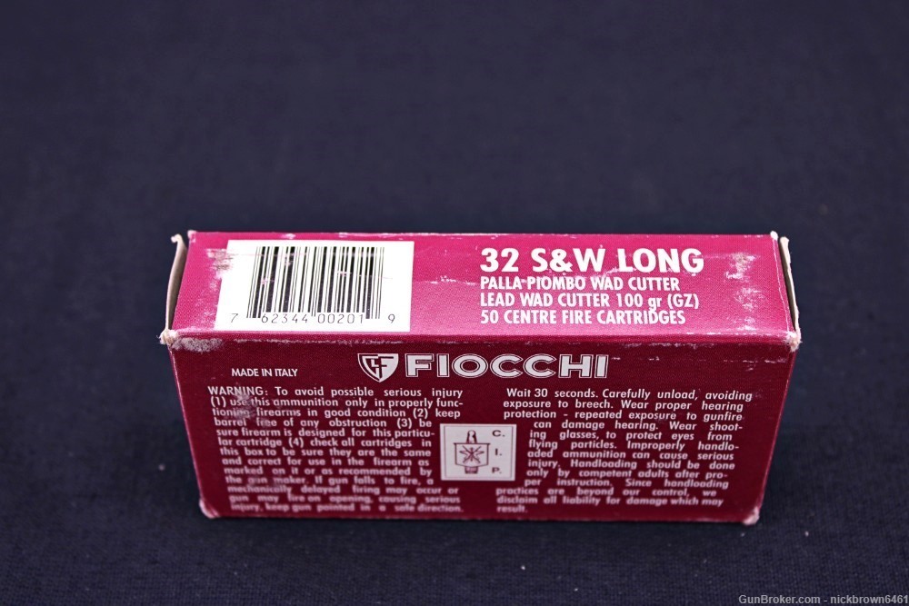 FIOCCHI 32 S&W LONG 100 GRAIN LEAD WAD CUTTER  50RD BOX AMMUNITION-img-3
