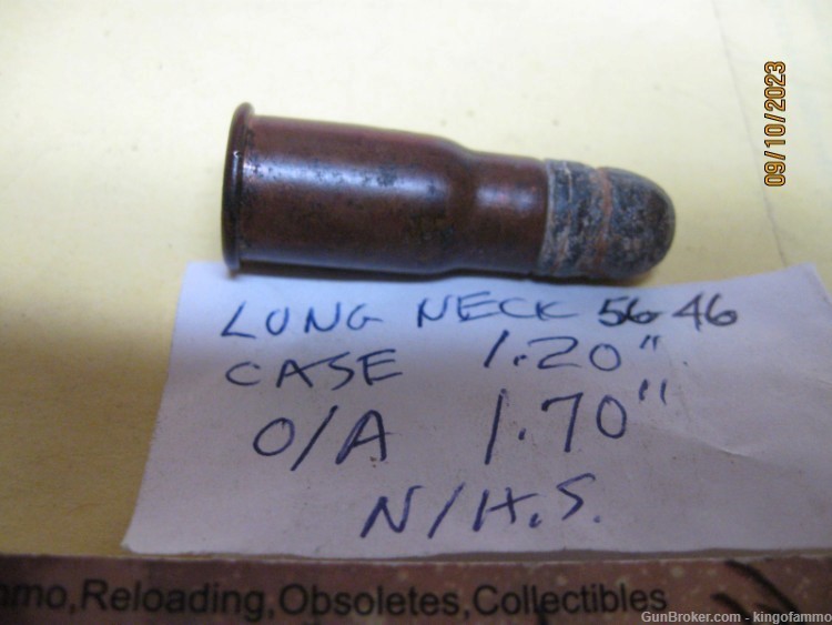 RARE  1.20" Long Neck Case 56-46 SPENCER 1860's NHS Sporting Caliber Round-img-2