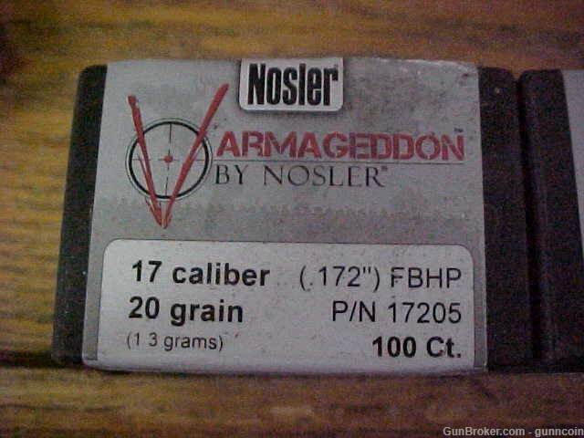 Nosler Varmageddon 17 Caliber 20 Grains FBHP 200 Rounds-img-1