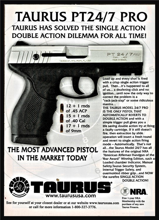 2006 TAURUS PT24/7 Pro Pistol PRINT AD Original Advertising-img-0