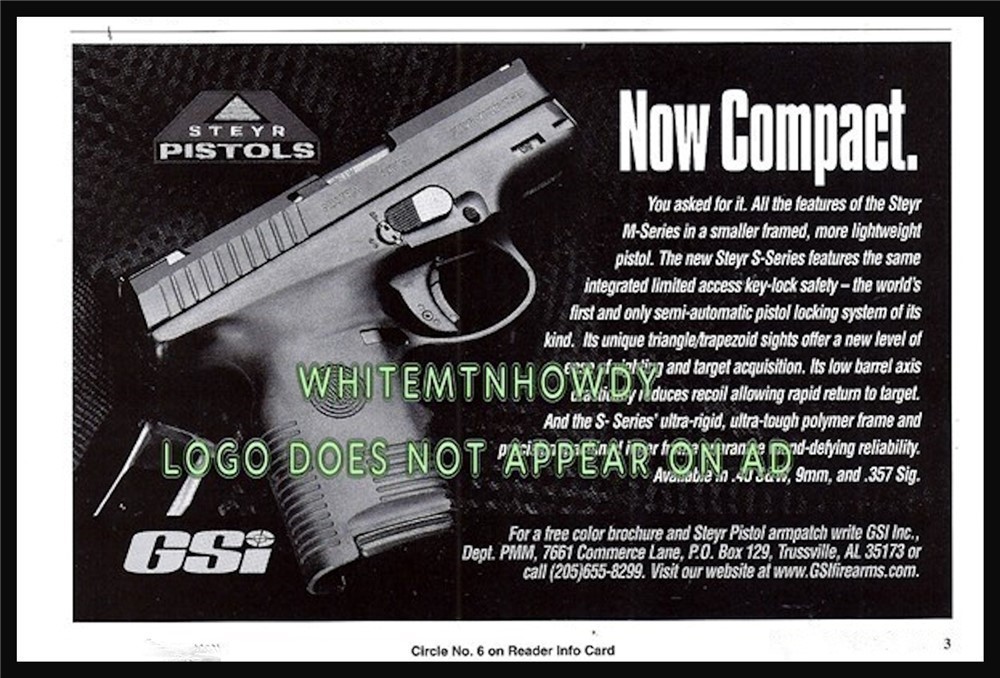 2000 STEYR S-Series Compact Pistol AD Advertising-img-0