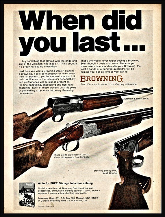 1972 BROWNING Automatic 5, Diana Superposed Shotgun AD-img-0