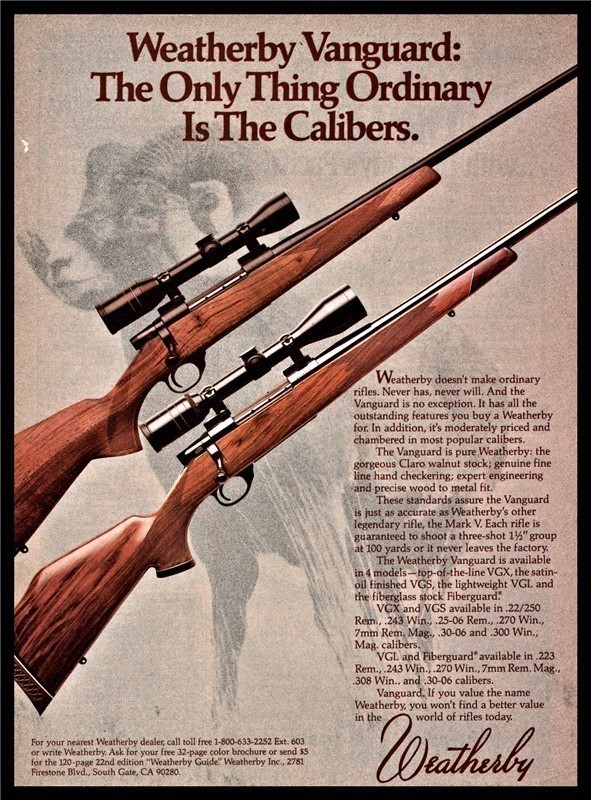 1986 WEATHERBY Vanguard & Mark V Rifle PRINT AD-img-0