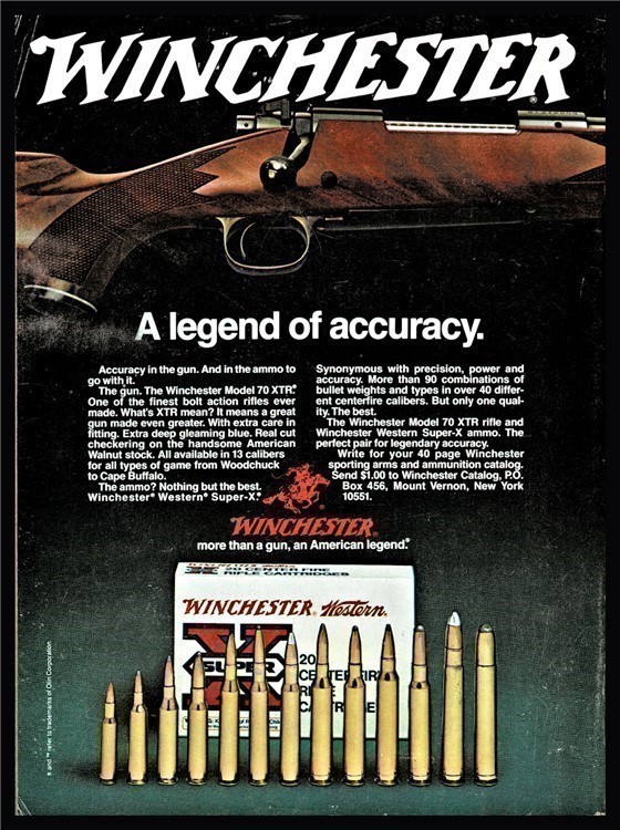 1980 WINCHESTER 70 XTR Bolt Action Rifle PRINT AD w/ Western Ammunitio-img-0