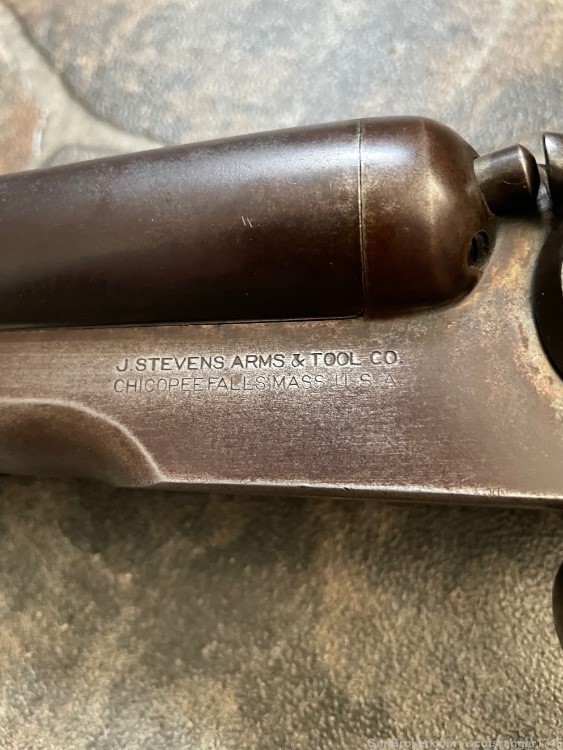 J Stevens & Tool Co Model 235 12 Gauge Side by Side Hammered Coach Gun 1916-img-13
