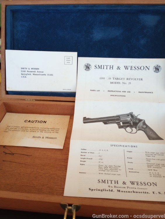 Smith Wesson Model 1955 / Model 25 .45ACP Never Fired 6.5" barrel-img-7