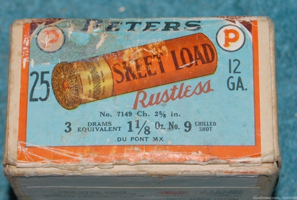 Rare Vtg Partial 2 Pc Box Peters Rustless Skeet Load 12 Ga Shotgun Shells-img-4